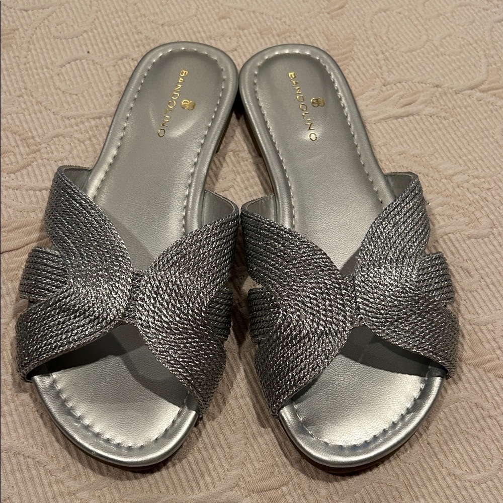 Bandolino Metallic Silver Slide Sandals